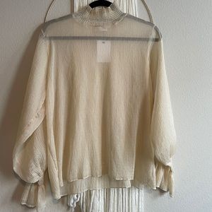 Ruffle Sleeve Cream Blouse